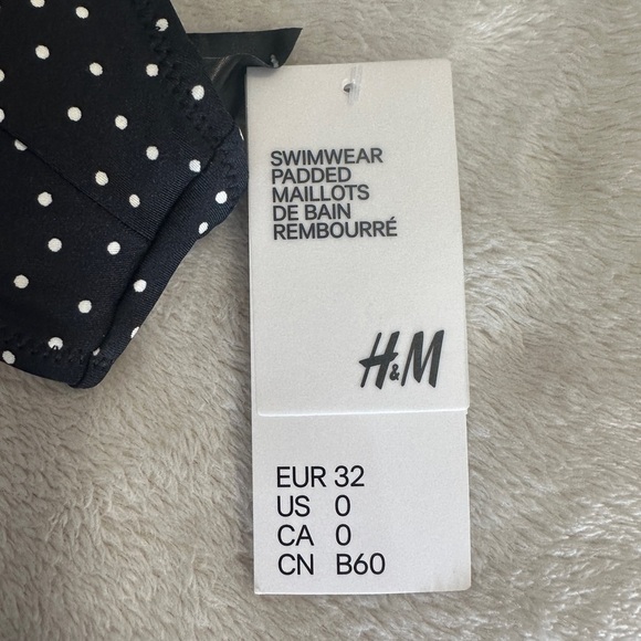 H&M Black And White Polka Dot Padded Bikini Adjustable Size 0 Women’s - Picture 6 of 7